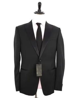 $1,295 Z ZEGNA - Black Peak Lapel 1-Button Dinner Jacket Blazer - 42R 33W  Pants