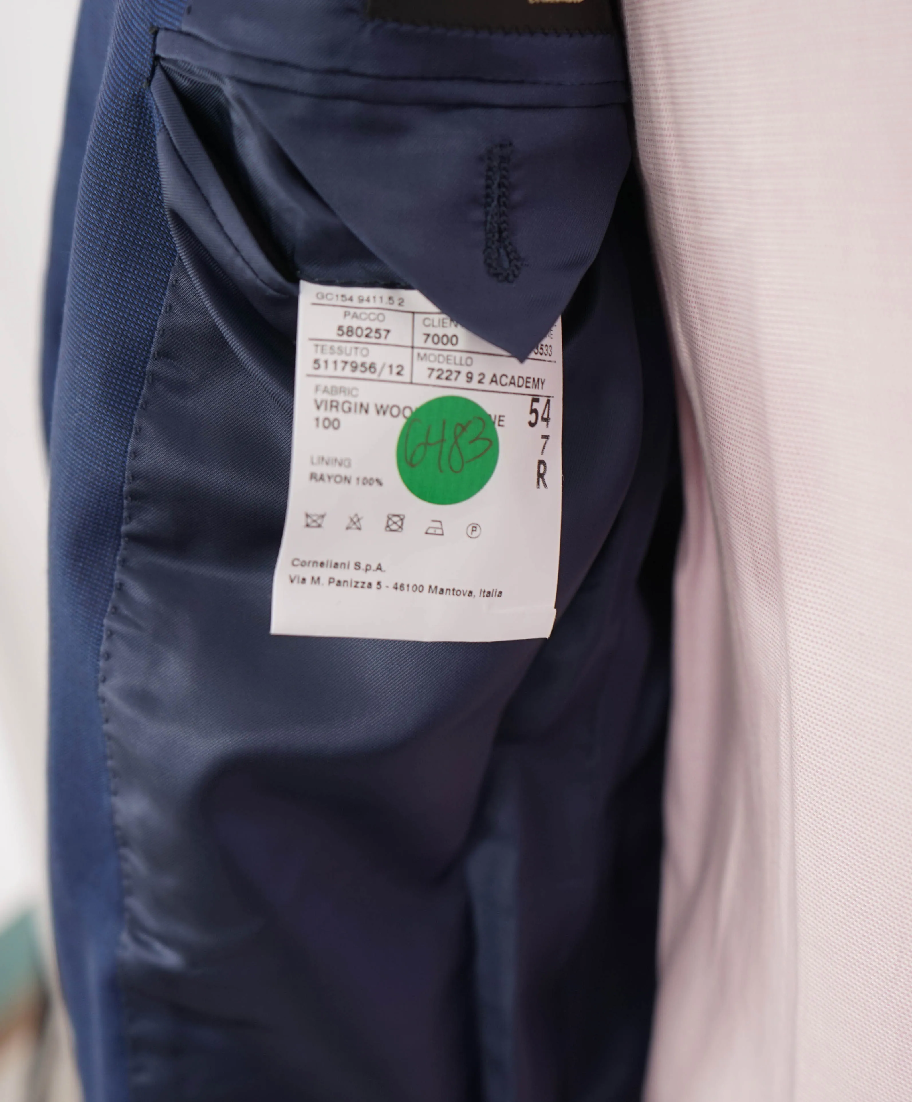 $1,595 CORNELIANI - *18,25 MICRONS* Blue Pindot Blazer - 44R