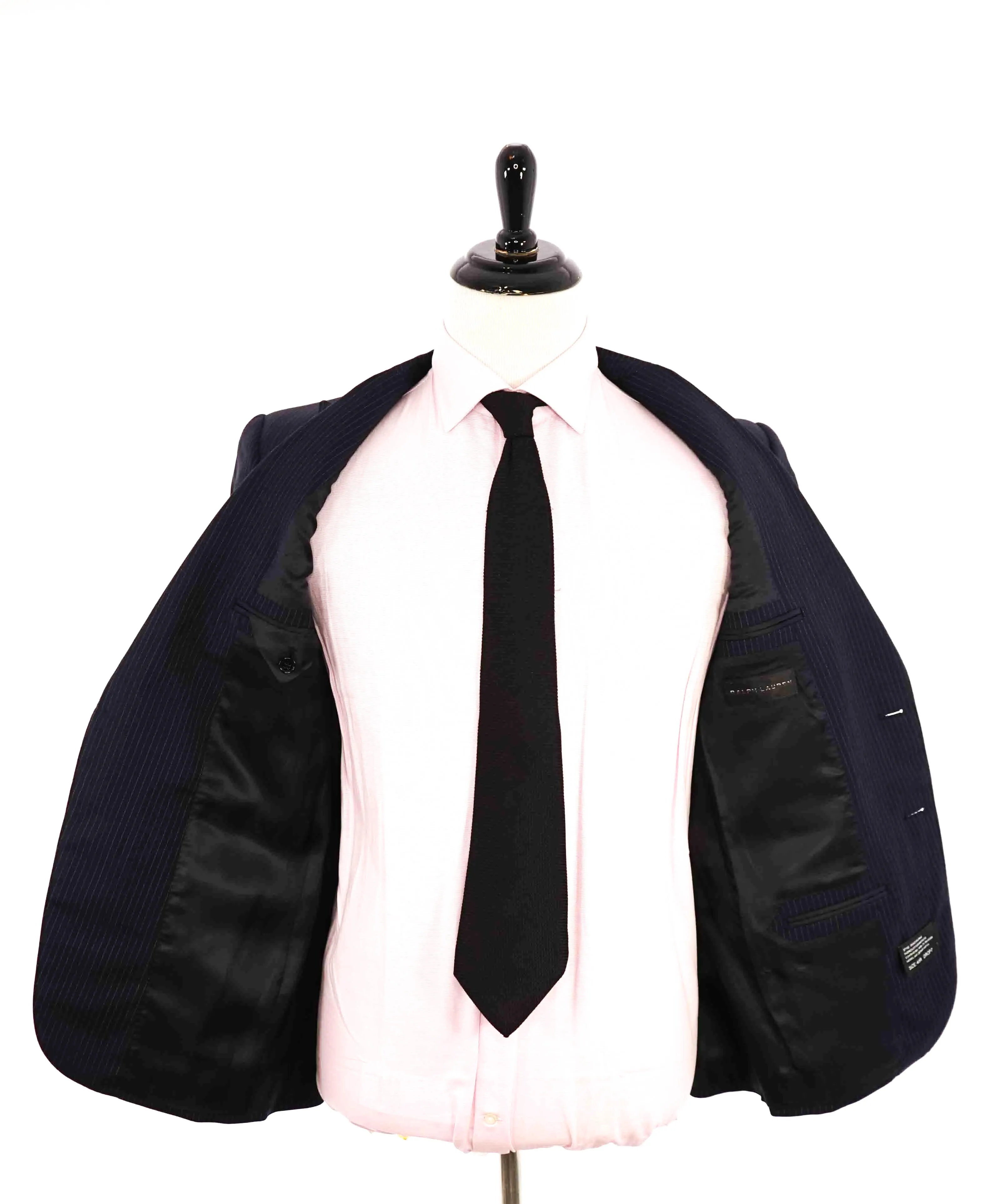 $1,595 RALPH LAUREN BLACK LABEL - Navy Textured Peak Lapel Blazer - 38S