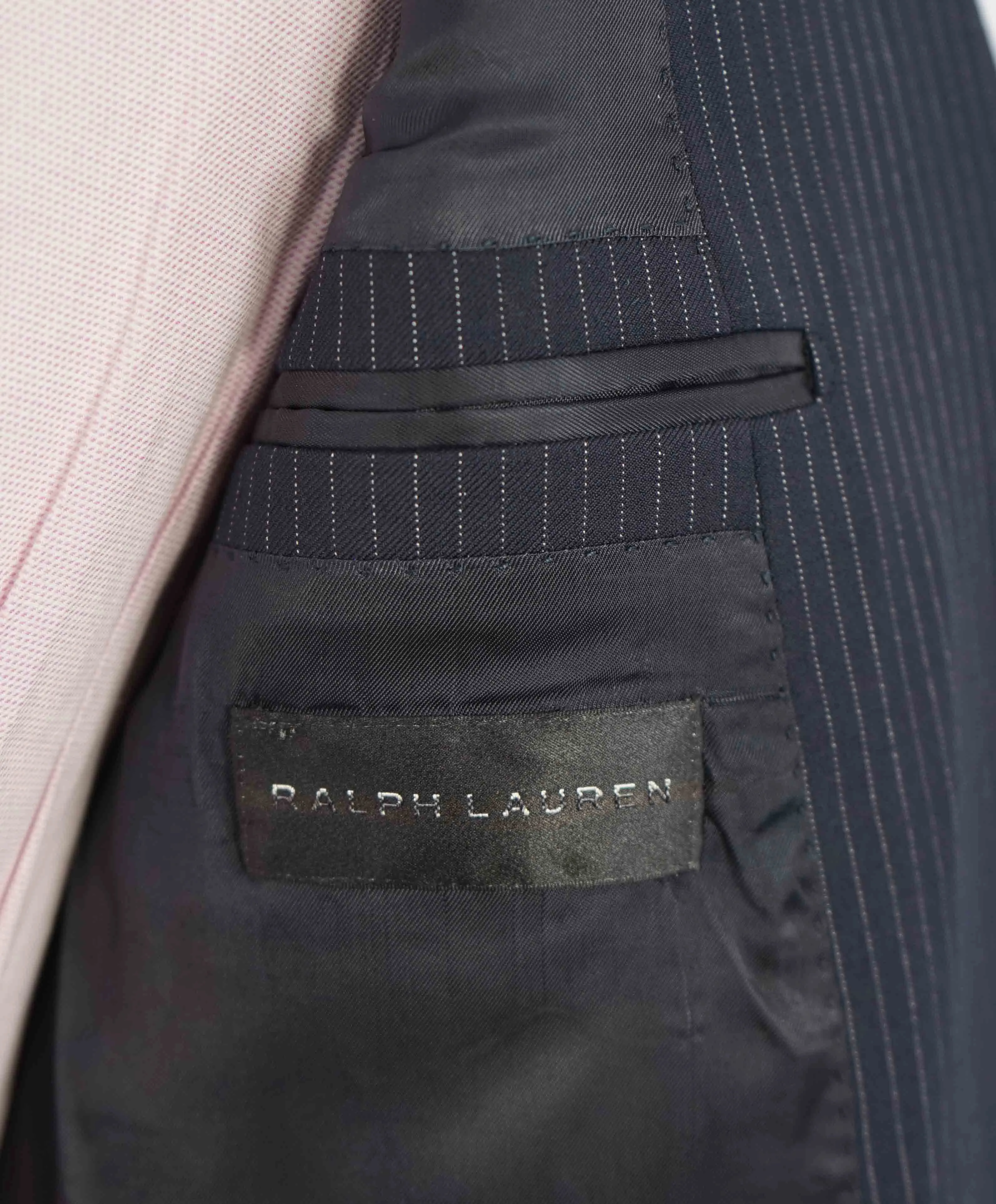$1,595 RALPH LAUREN BLACK LABEL - Navy Textured Peak Lapel Blazer - 38S