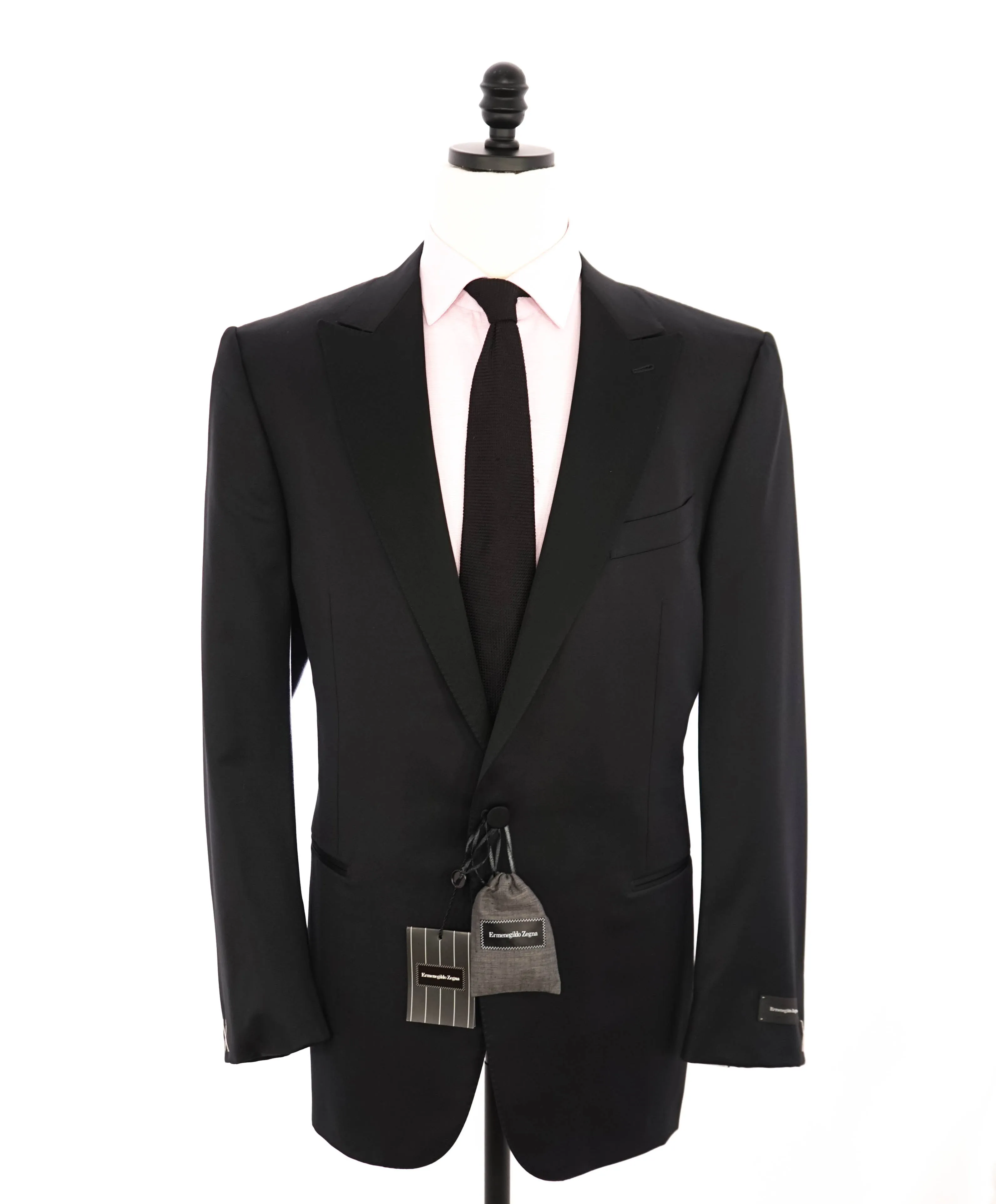 $2,995 ERMENEGILDO ZEGNA - PEAK LAPEL Black 1-Piece Tuxedo JACKET- 48L