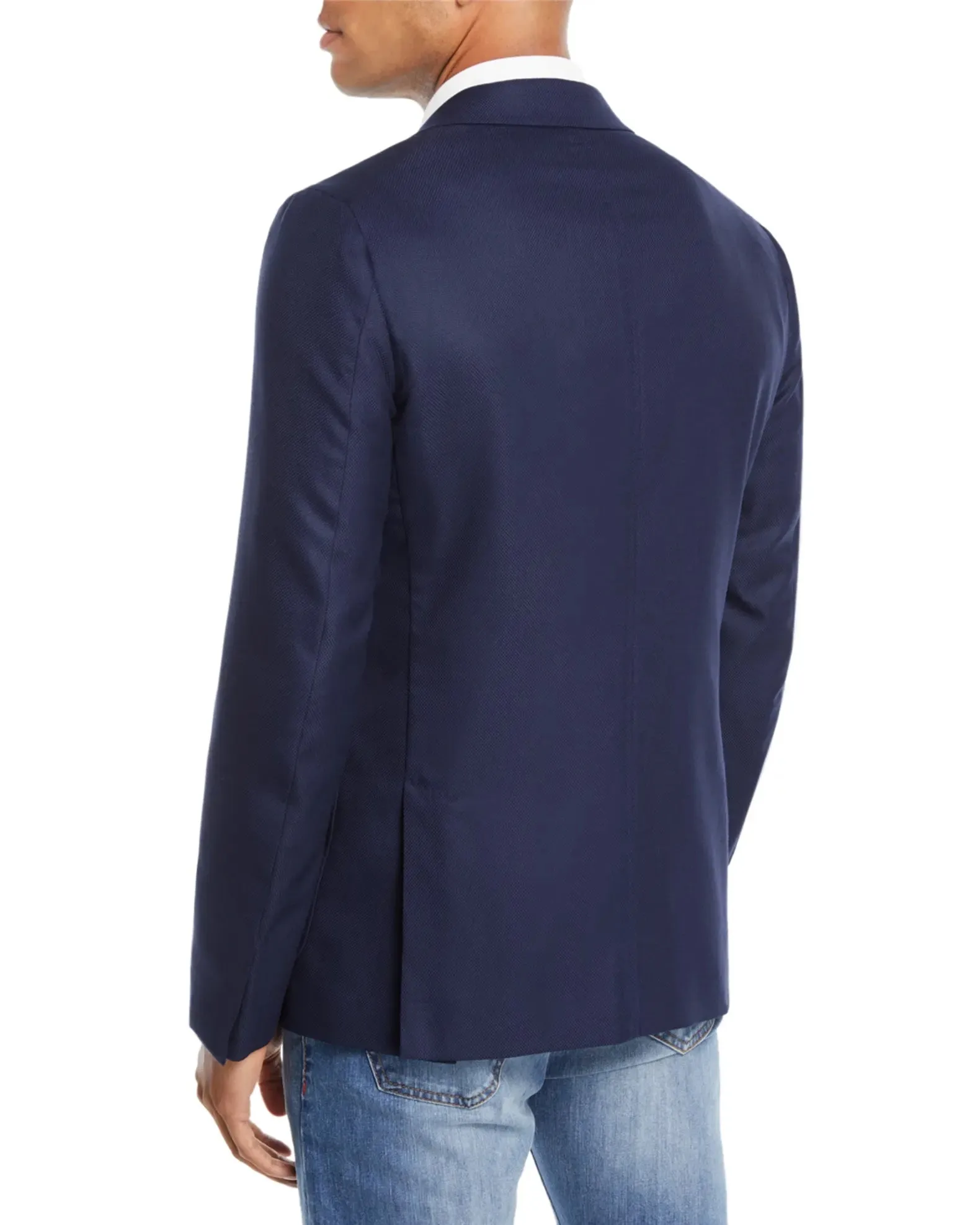 $3,295 ISAIA - "CORTINA" Navy Patch Pocket Textured Blazer - 42R