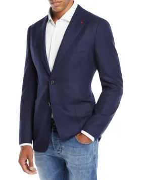 $3,295 ISAIA - "CORTINA" Navy Patch Pocket Textured Blazer - 42R