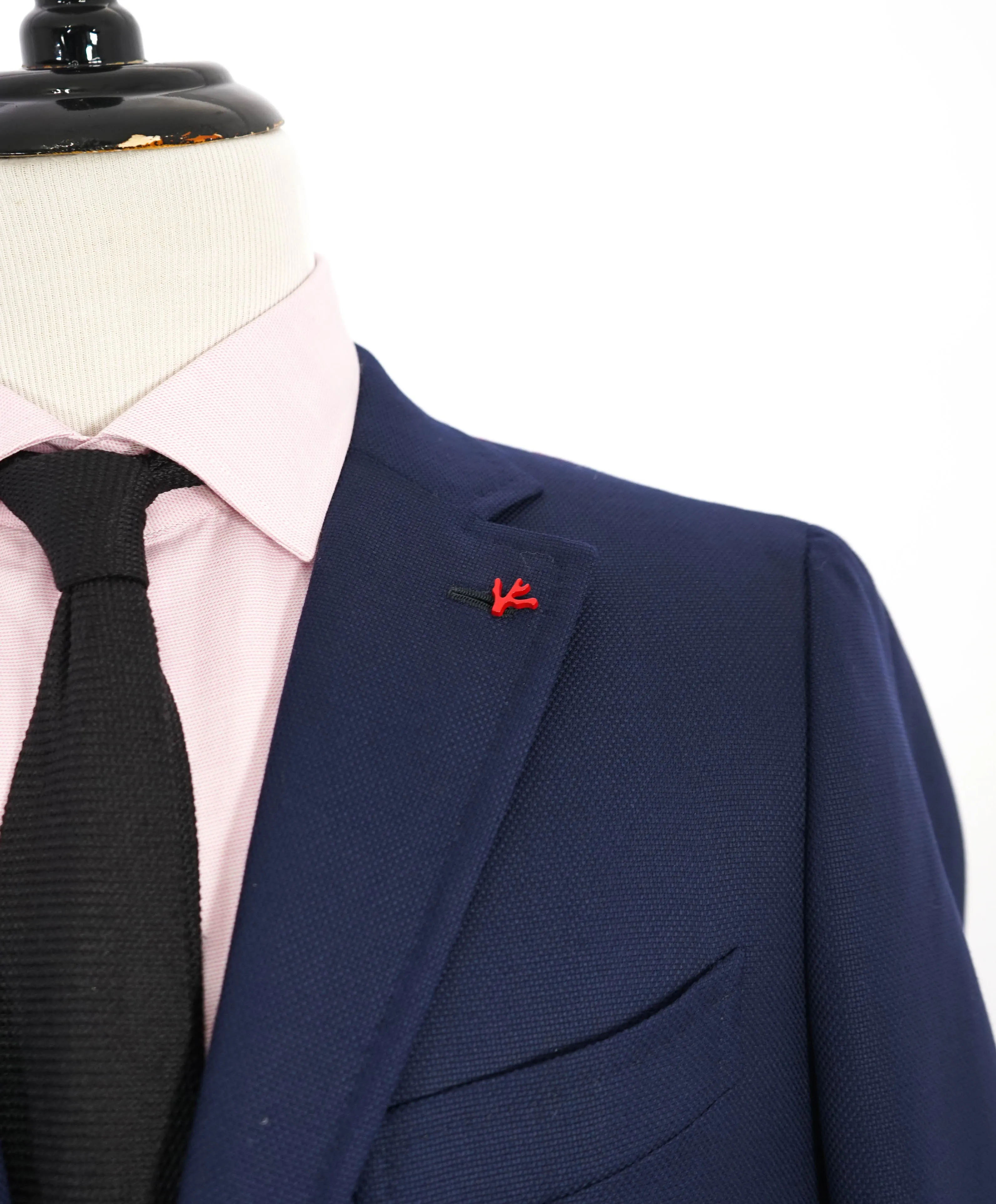 $3,295 ISAIA - "CORTINA" Navy Patch Pocket Textured Blazer - 42R