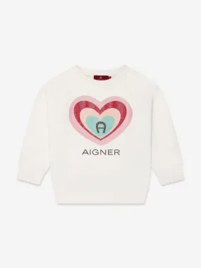 Aigner Girls Logo Sweatshirt in Ivory