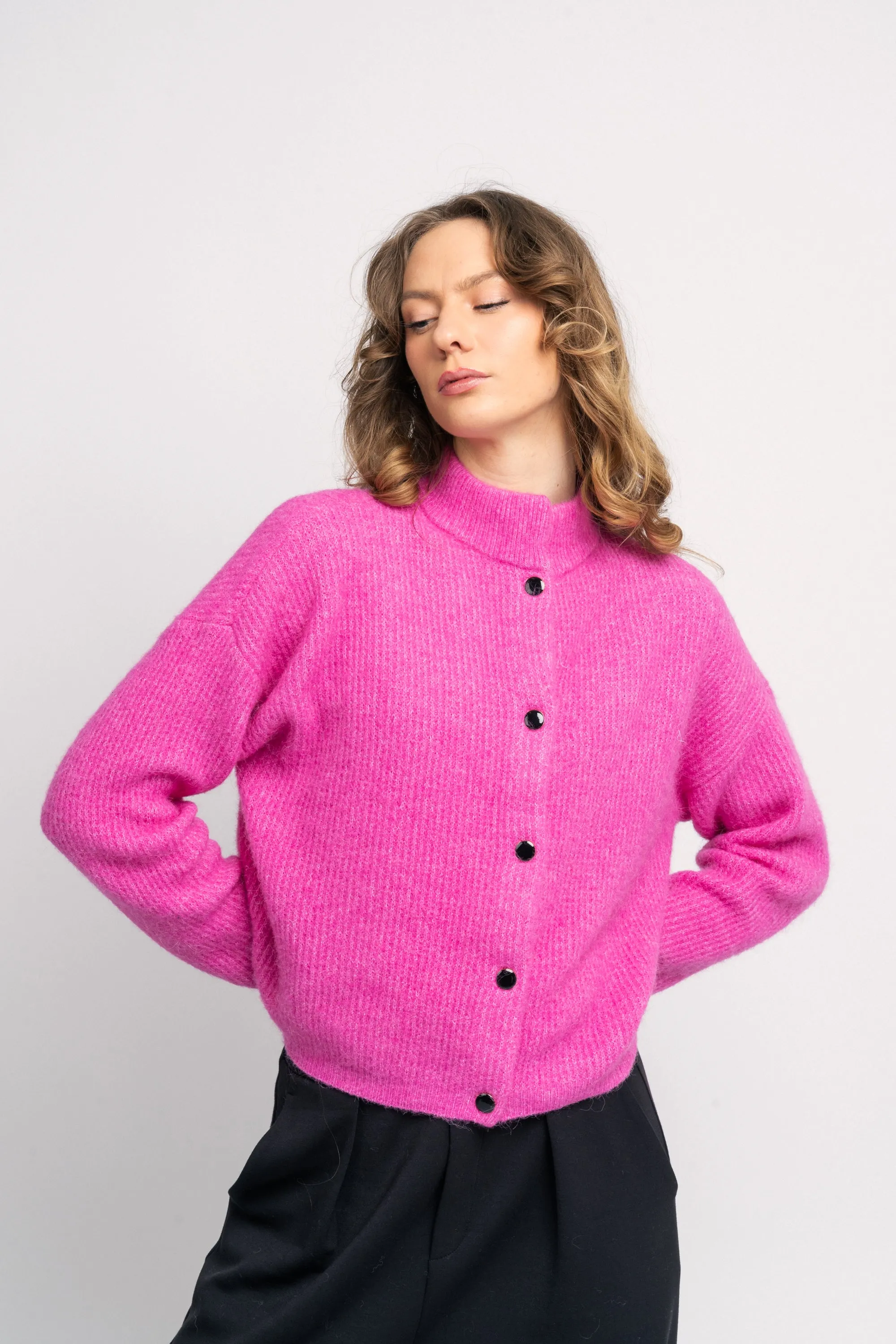AlphaGZ Short Cardigan - Super Pink Melange