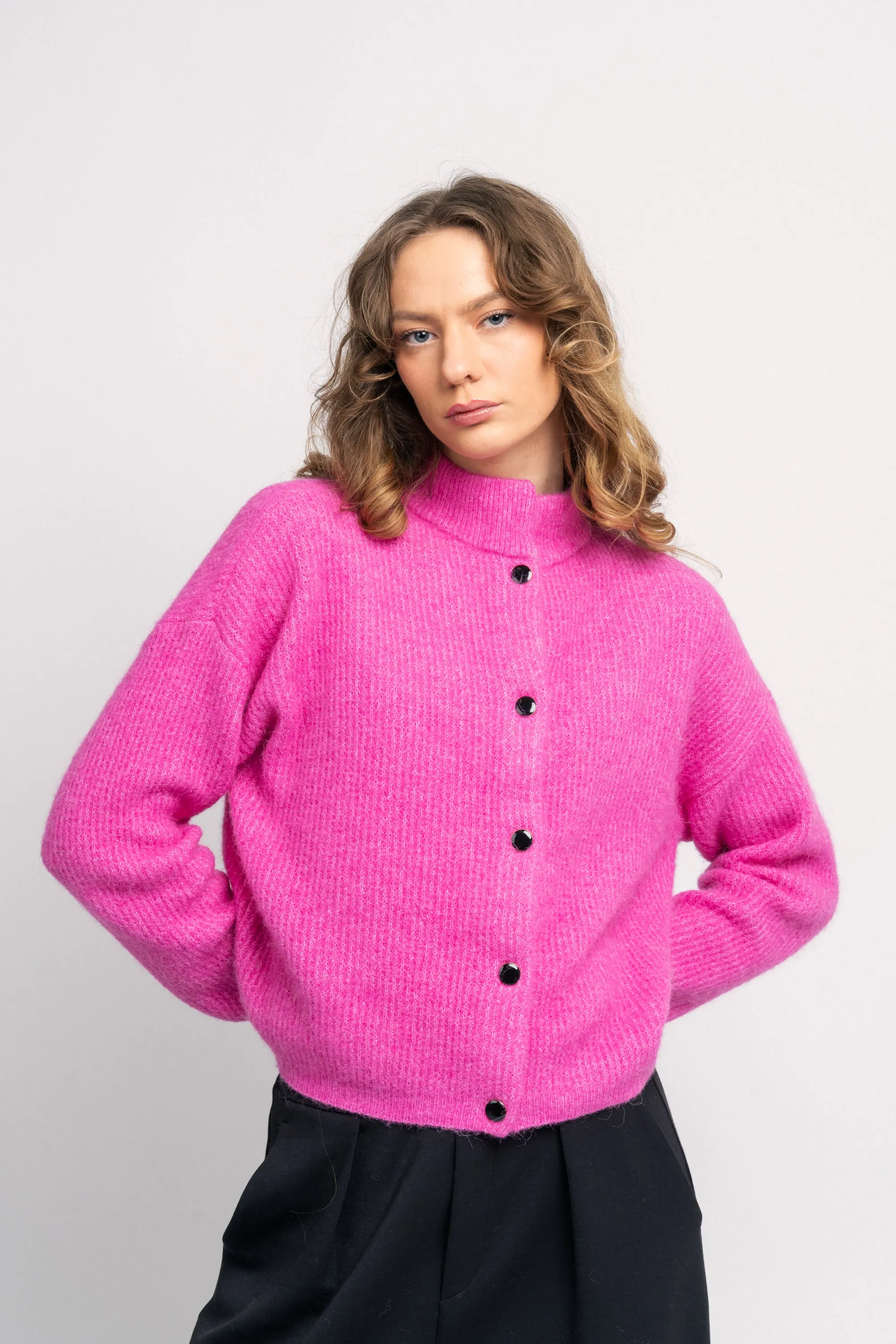 AlphaGZ Short Cardigan - Super Pink Melange