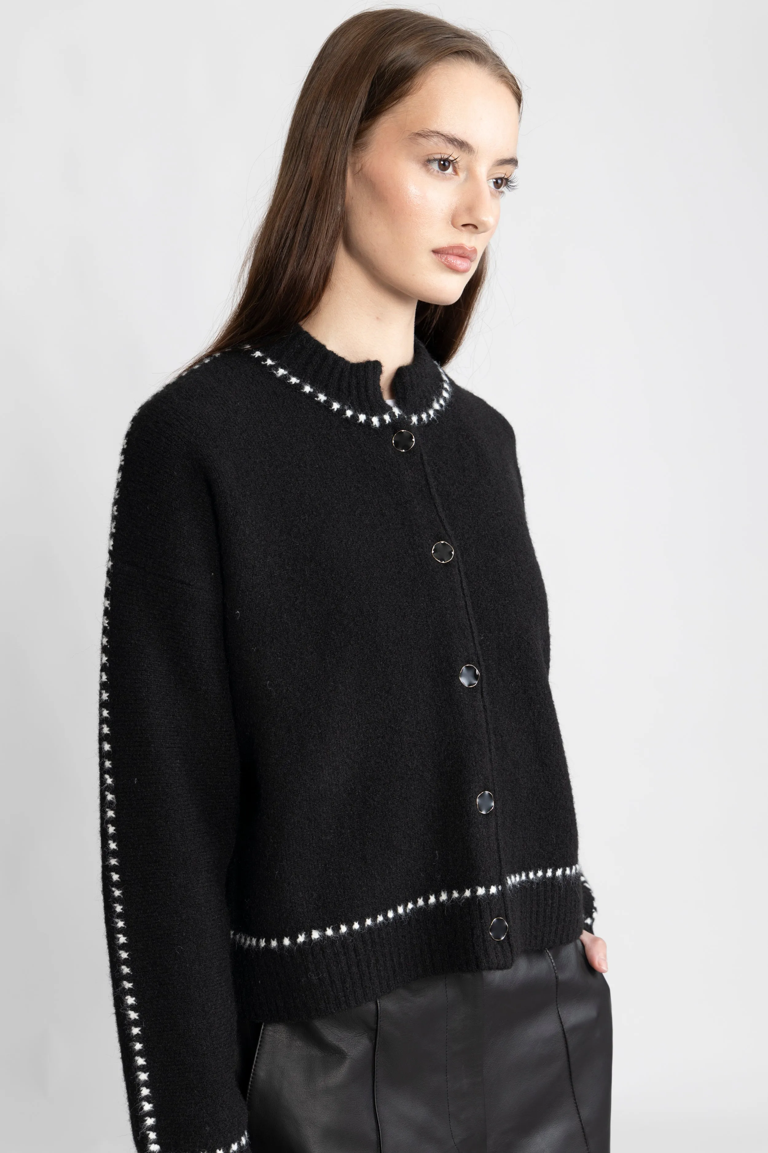Amalie Stitch Cardigan - Black