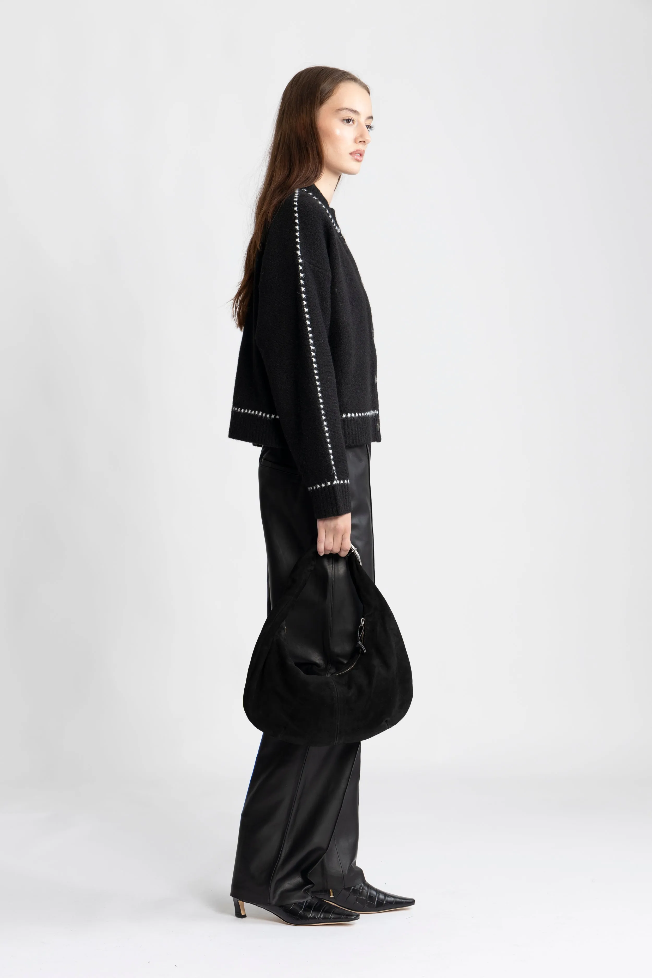 Amalie Stitch Cardigan - Black