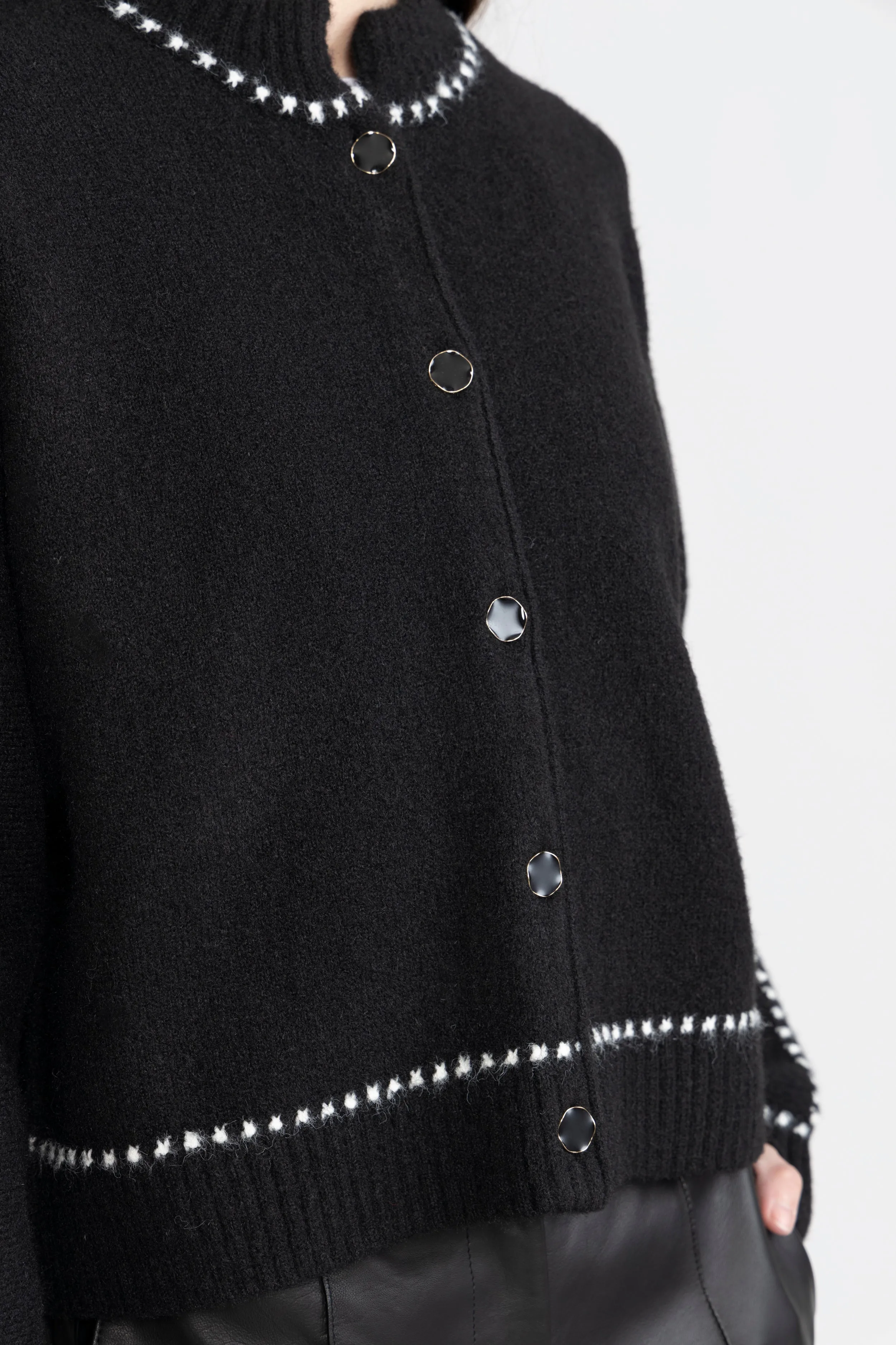 Amalie Stitch Cardigan - Black