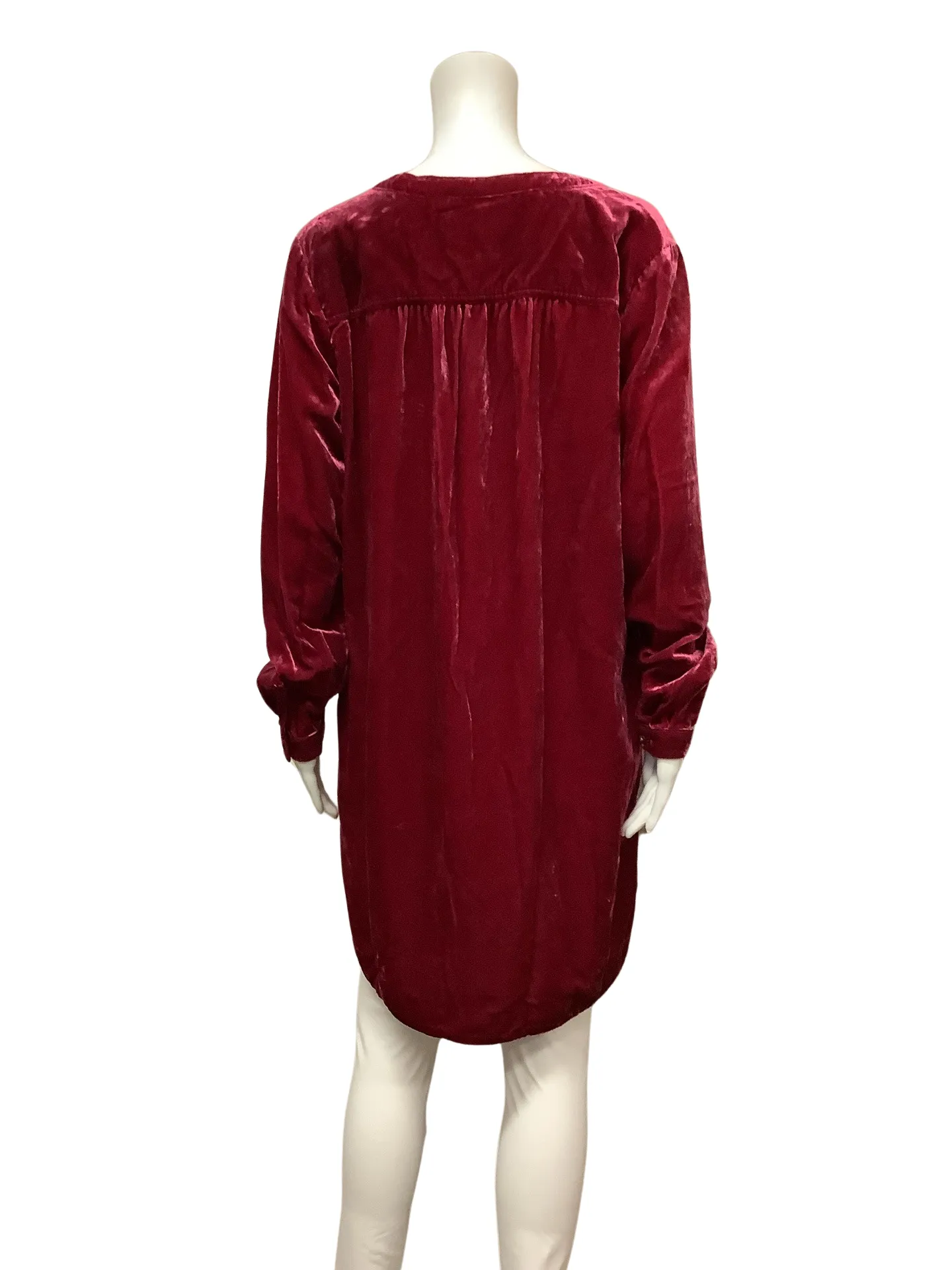 Anthropologie Women's Tunic Dress Maroon Crushed Velvet Size: S