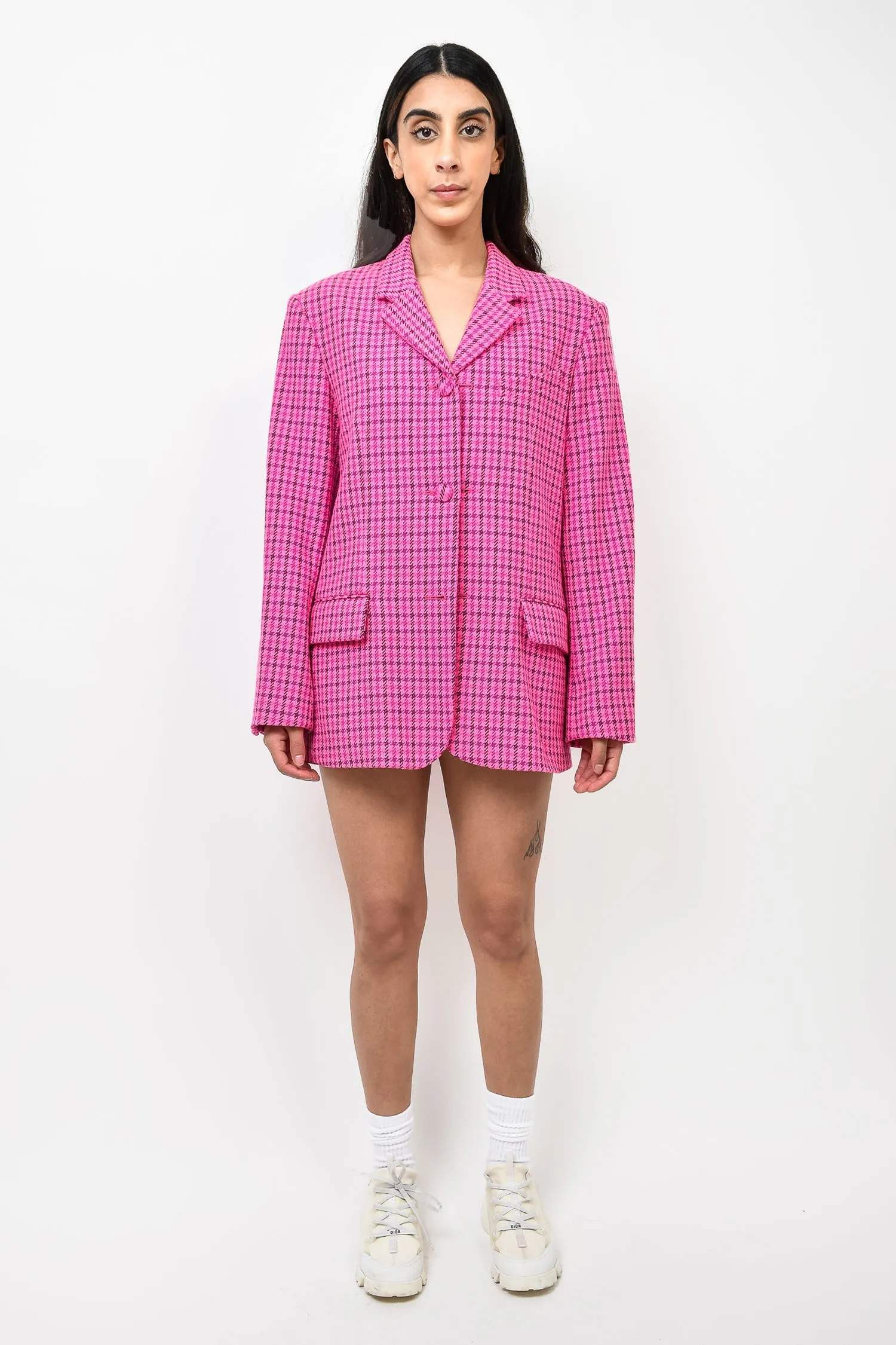 Area Pink Plaid Blazer Size 6
