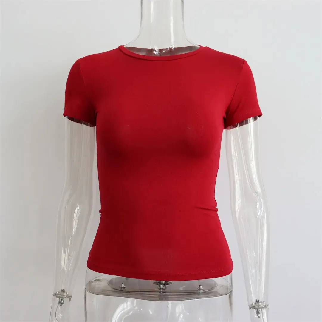 Basic Style Round Neck Short Sleeve Women's Tight Sexy Dress | Trendy & Stylish Women's Bodycon Outfit