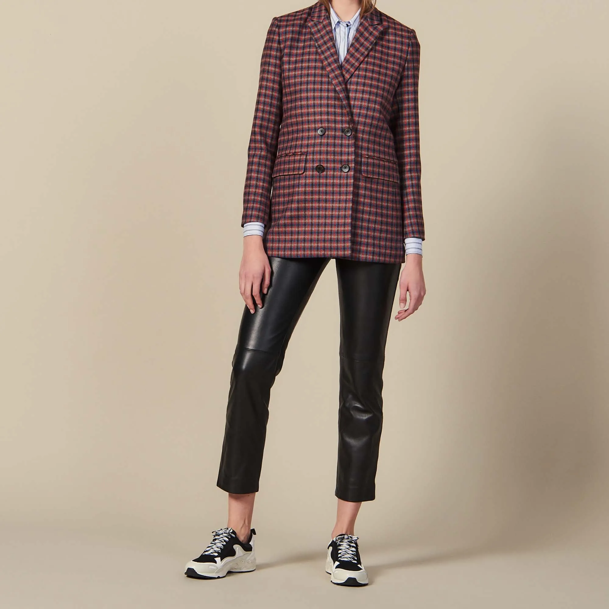 Blazer à carreaux et double boutonnage