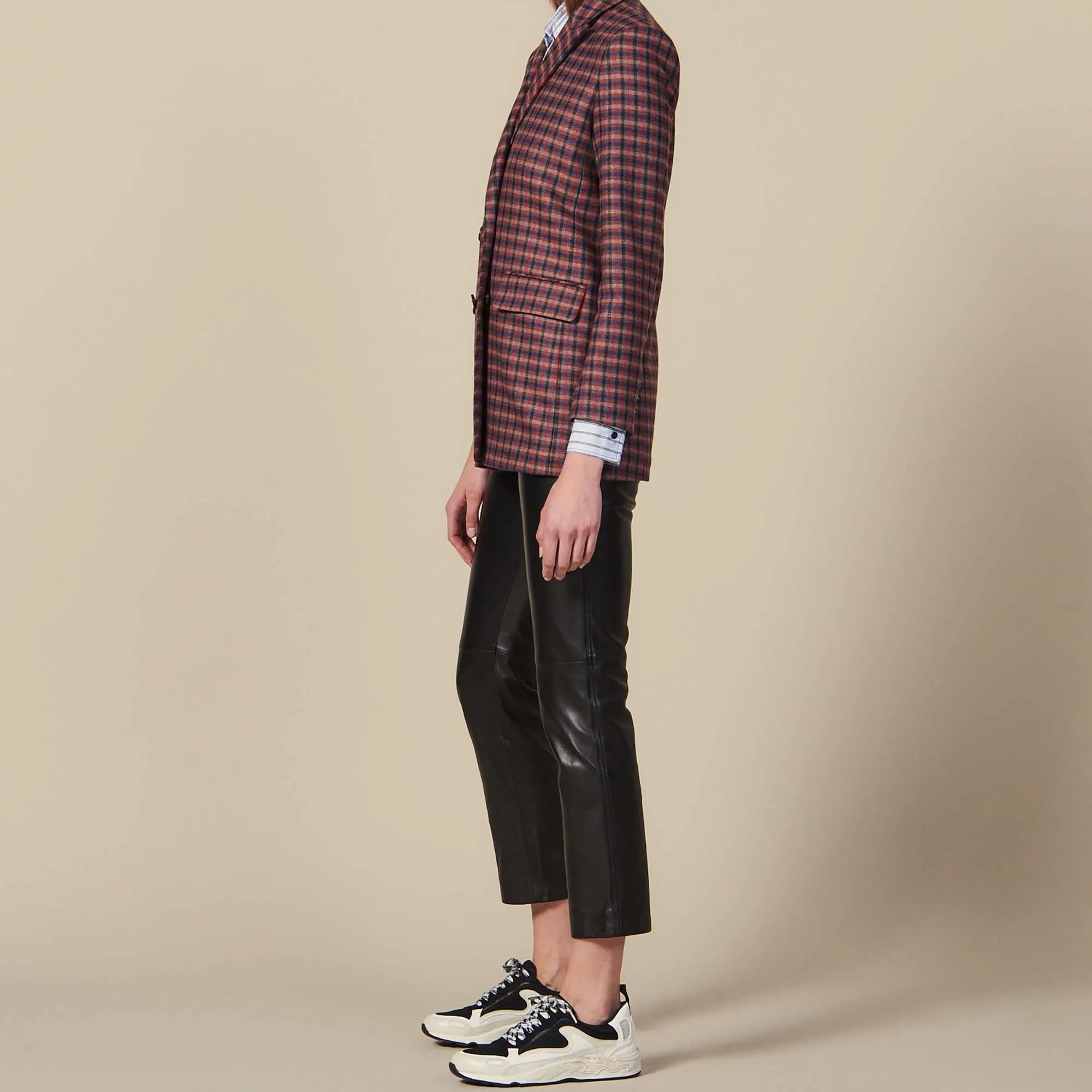 Blazer à carreaux et double boutonnage