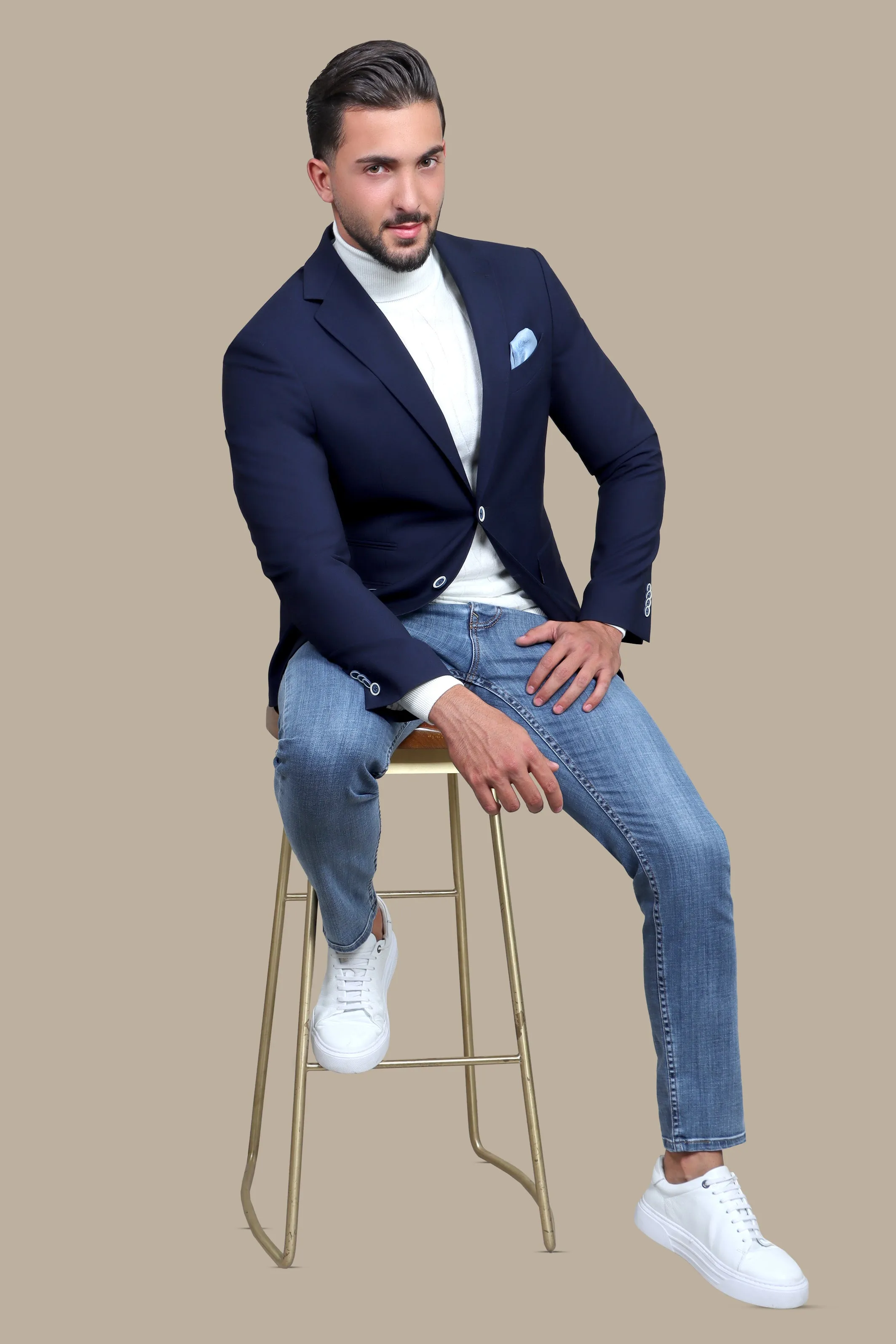 Blazer Slim Lycra Notch | Navy