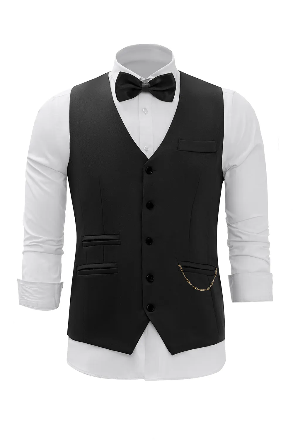 Burgundy Single Breasted Men's Suit Vest 3-Piece Set