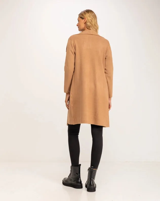 Cardigan-Style Cardigan With Pockets Camel