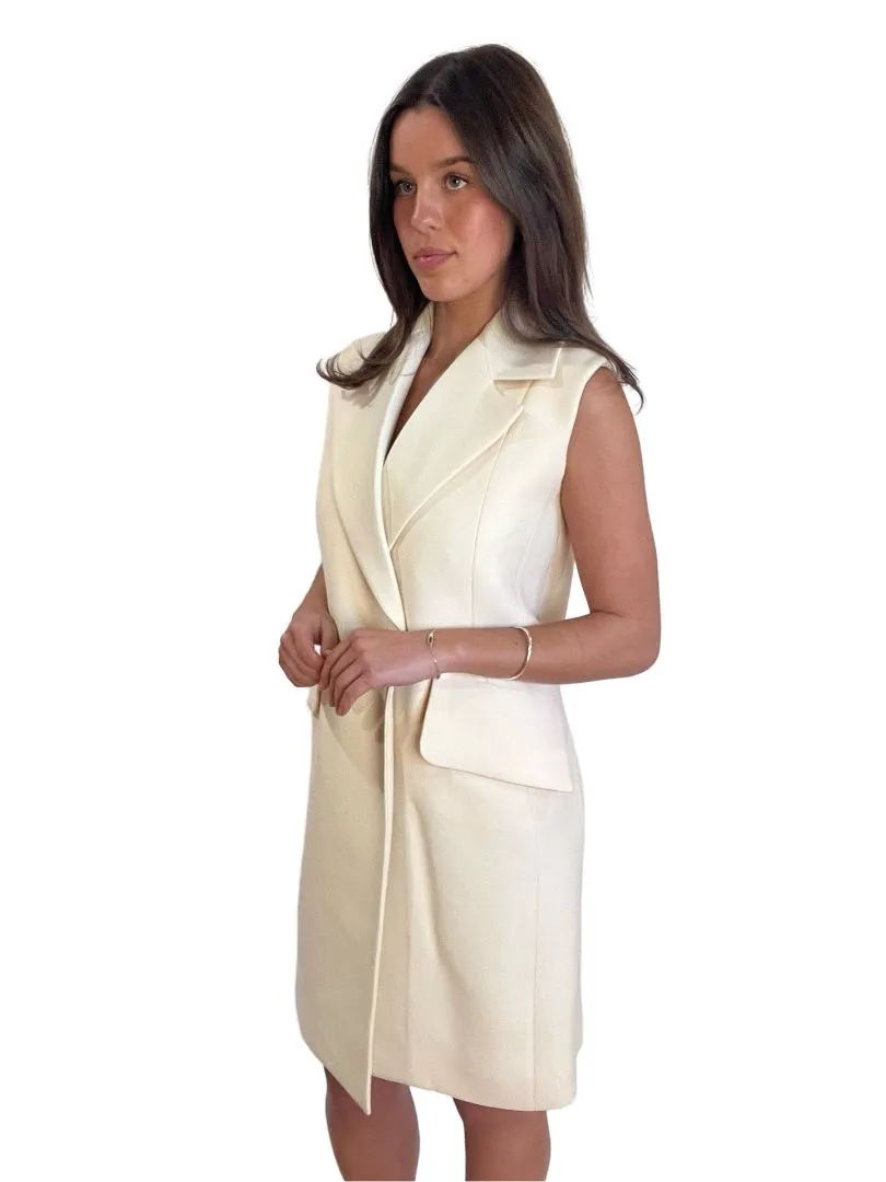 Celine Cream Sleeveless Coat-Dress. Size: Medium