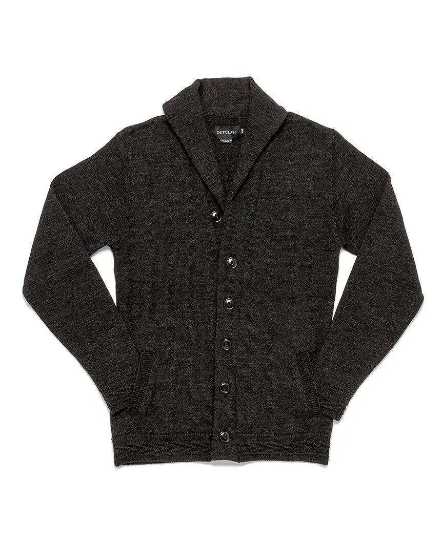 Charcoal Grey Shawl Collar Cardigan
