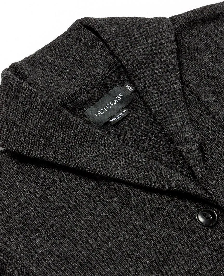Charcoal Grey Shawl Collar Cardigan