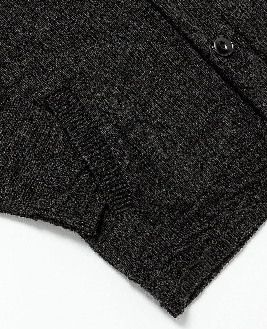 Charcoal Grey Shawl Collar Cardigan