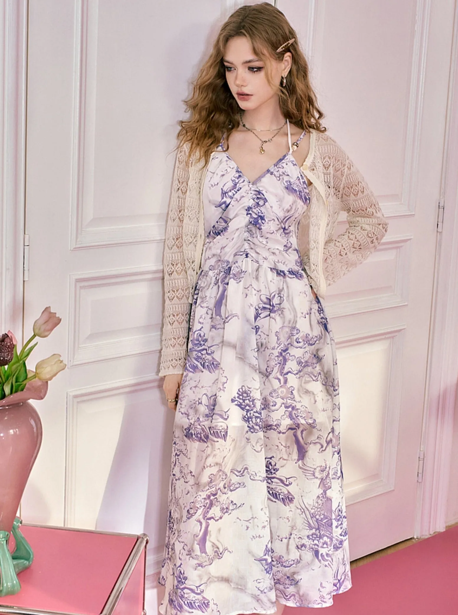 Chinese Print Slip Dress