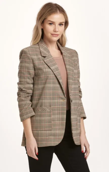 CLYDE LONG SLEEVE NOTCHED LAPEL BLAZER JACKET UMBER