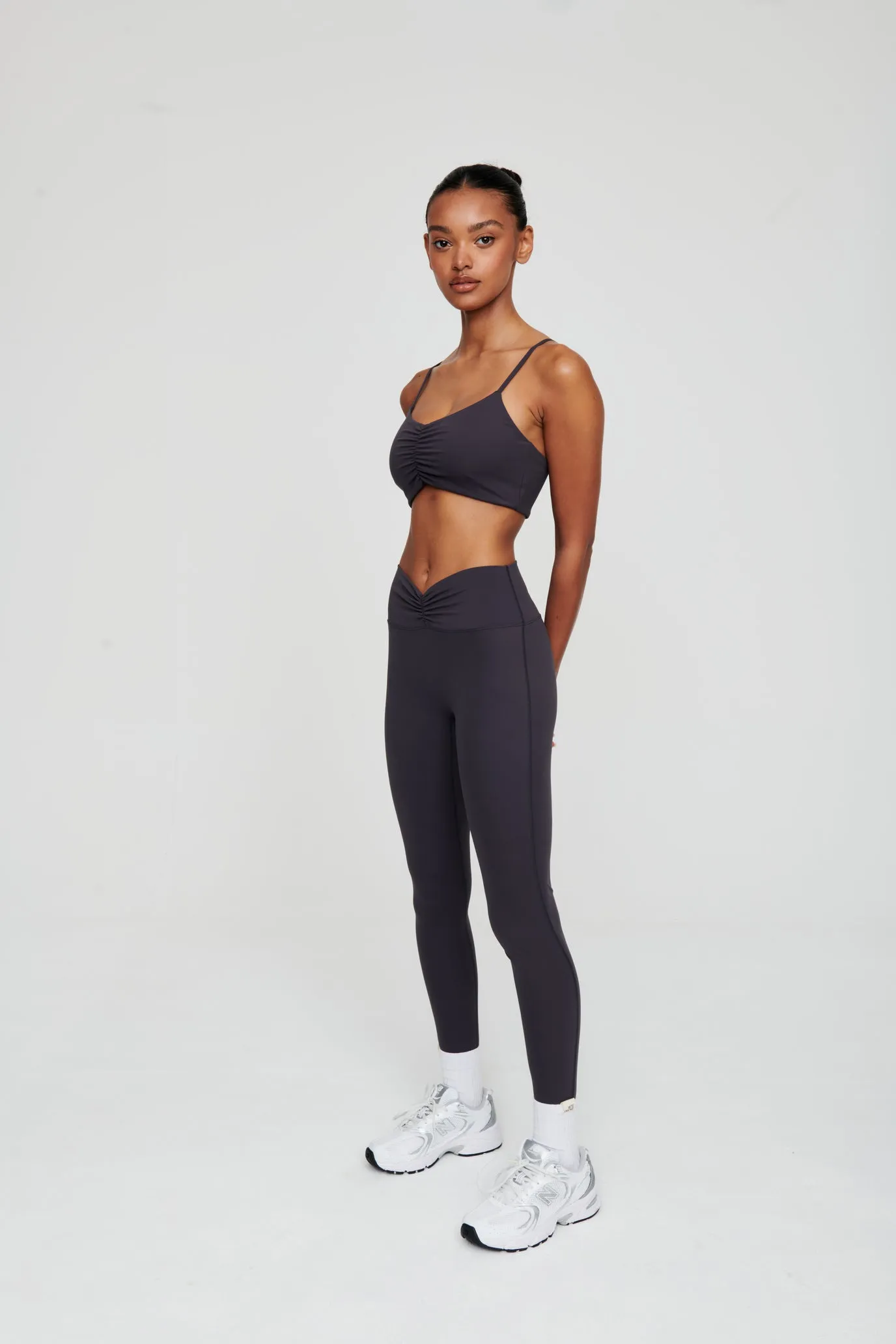 Coal Grey Ruched Waist Leggings