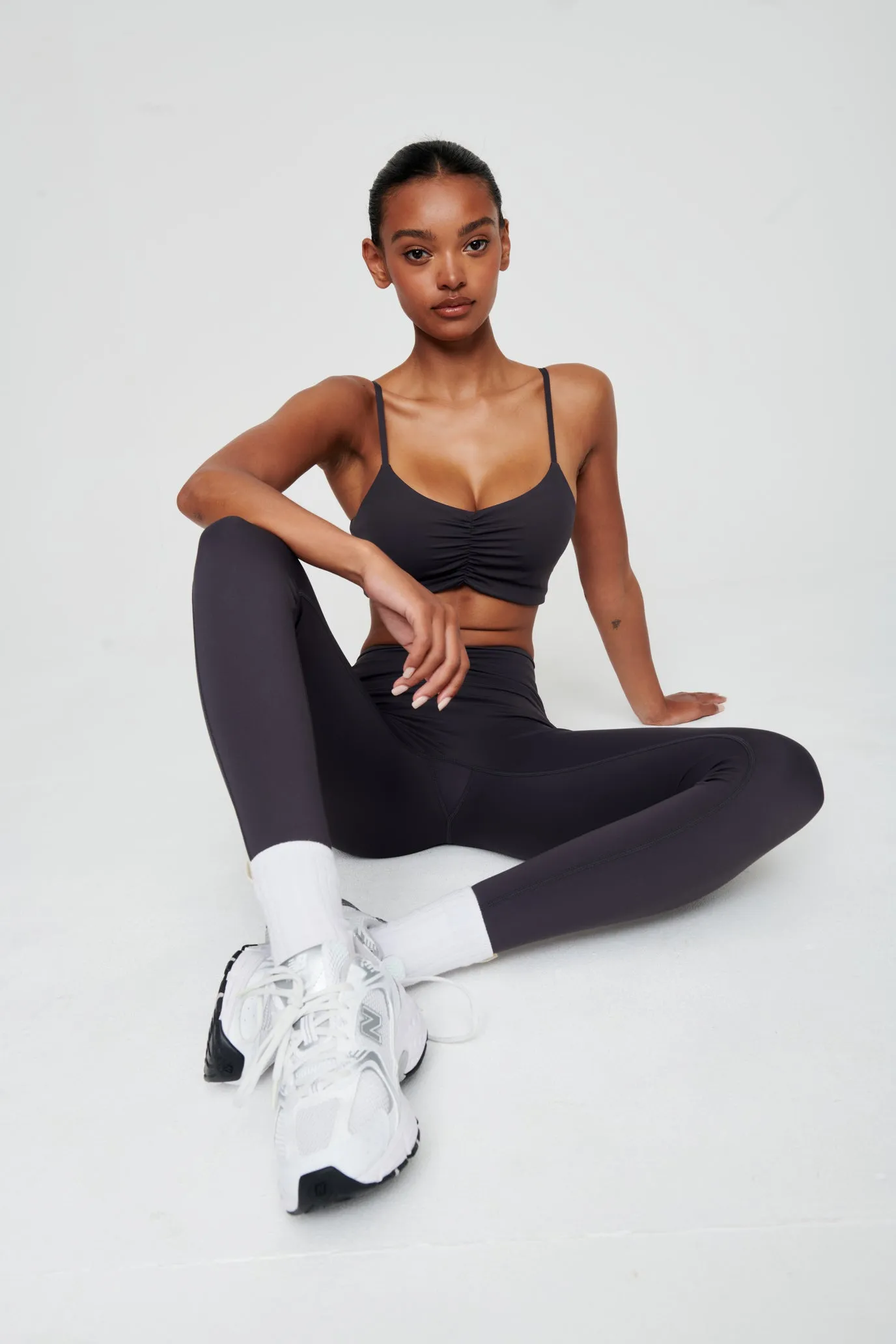 Coal Grey Ruched Waist Leggings