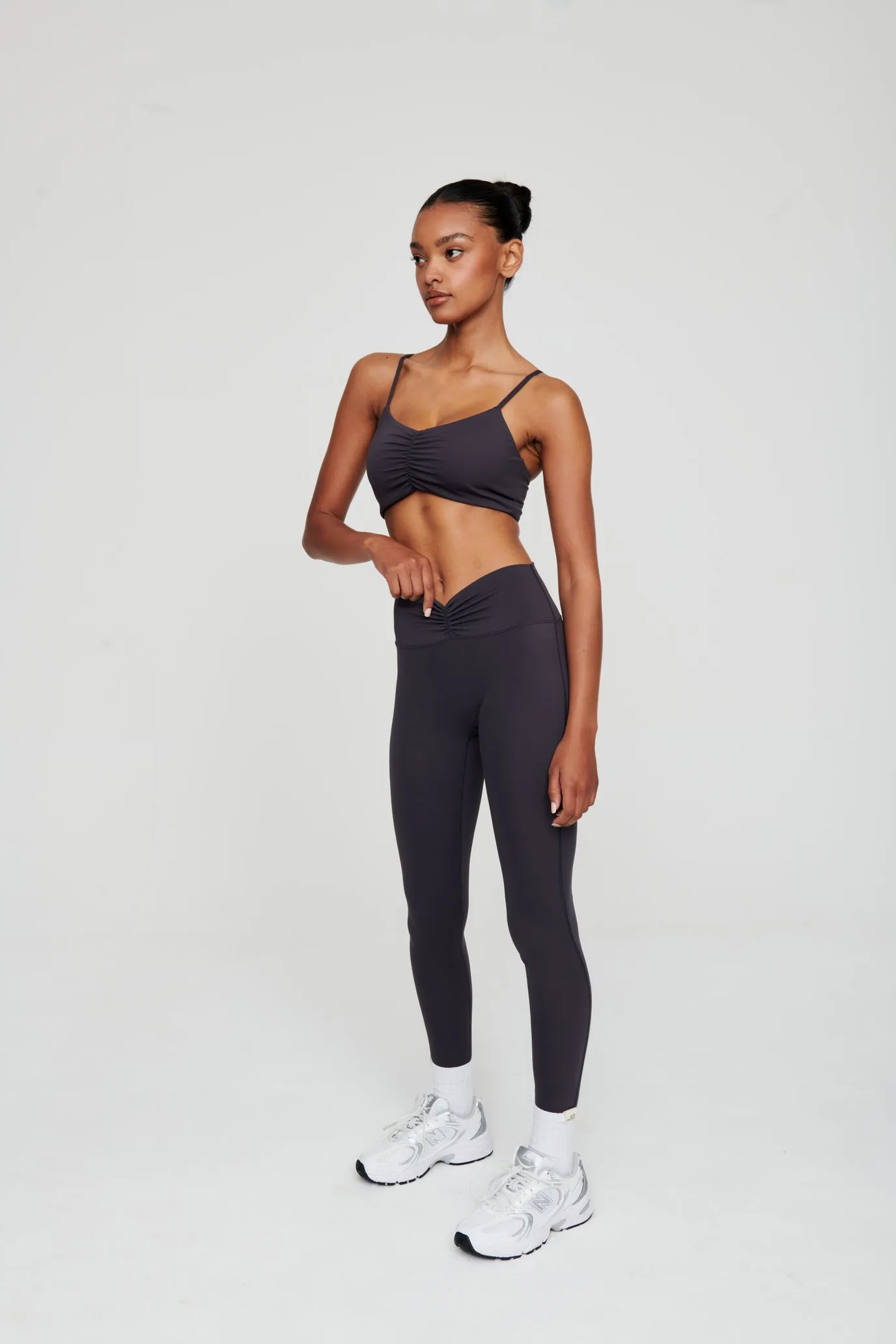 Coal Grey Ruched Waist Leggings