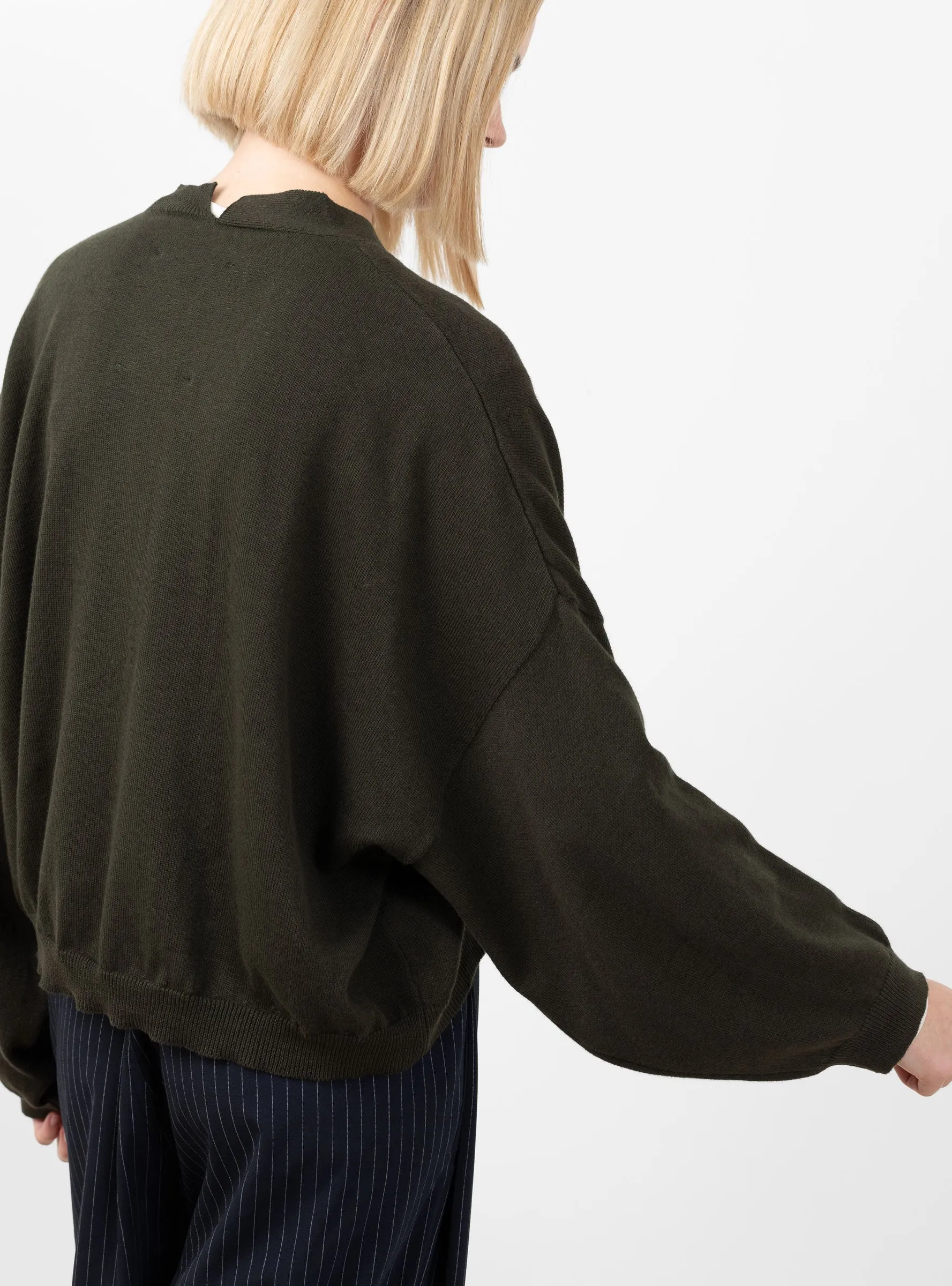 Cotton Cashmere Knit Cardigan Dark Moss