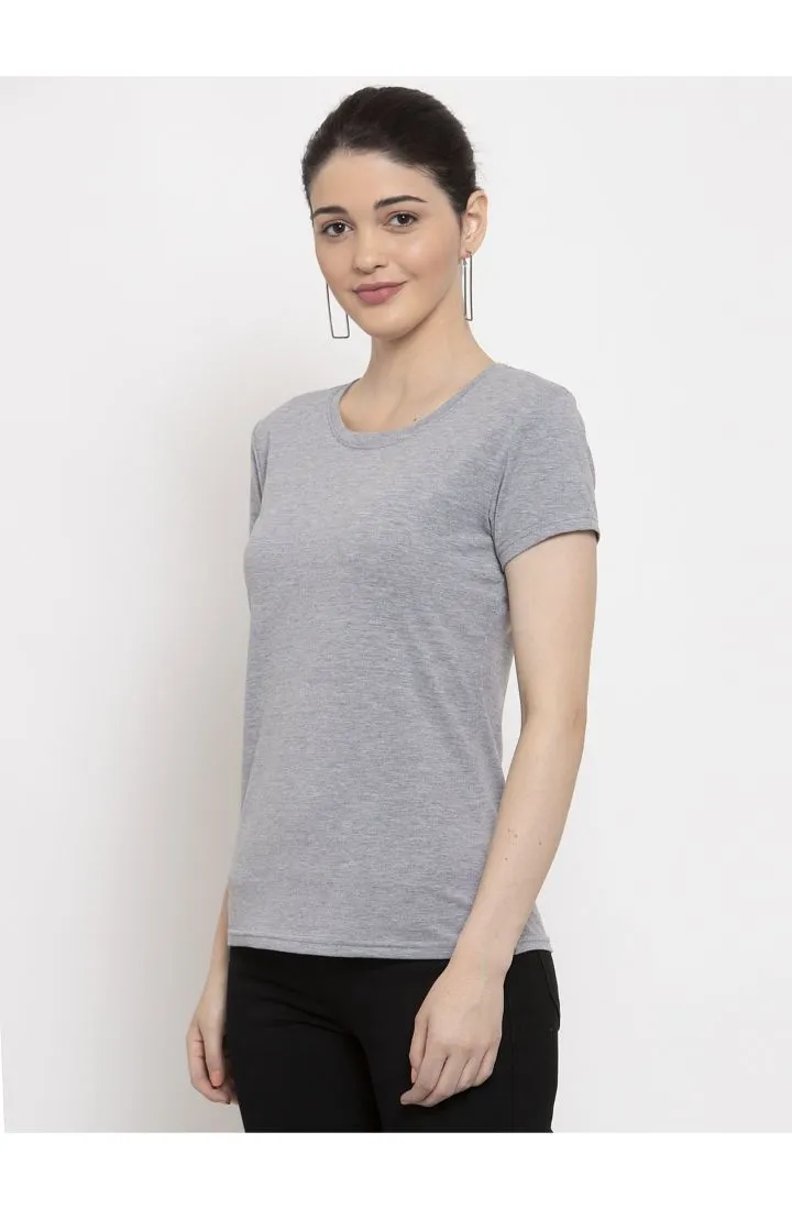 Cotton Melange Plain T-Shirt - Melange Grey