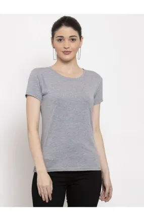 Cotton Melange Plain T-Shirt - Melange Grey