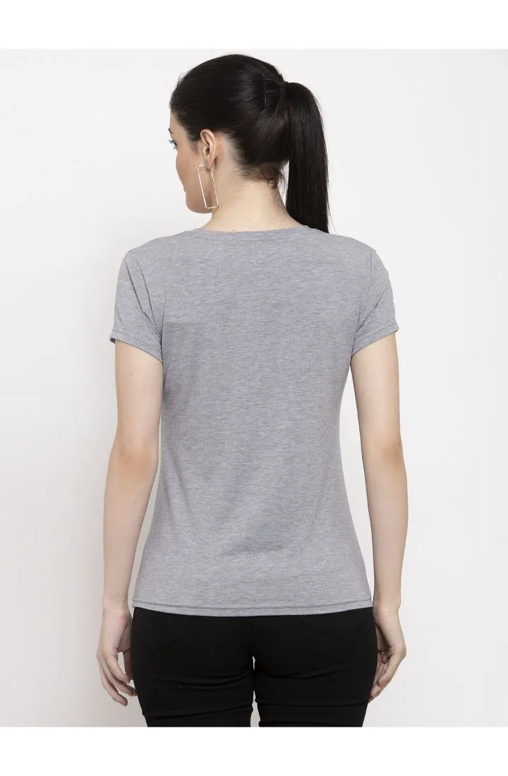 Cotton Melange Plain T-Shirt - Melange Grey