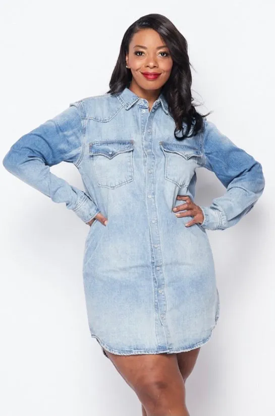 Denim Washed Shirt Dress