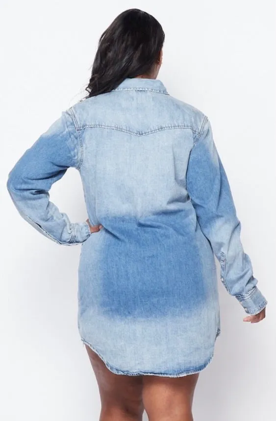 Denim Washed Shirt Dress