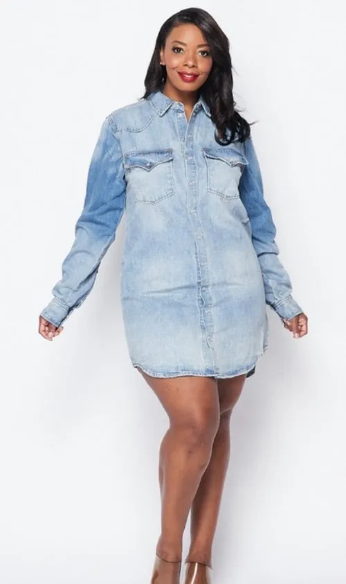 Denim Washed Shirt Dress
