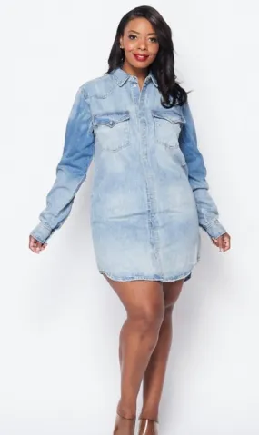 Denim Washed Shirt Dress