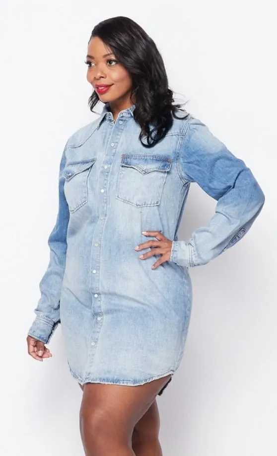 Denim Washed Shirt Dress