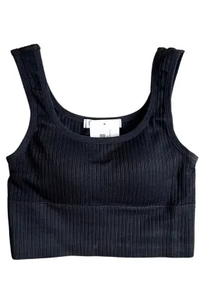 Duly Noted Ribbed Crop Top - Black