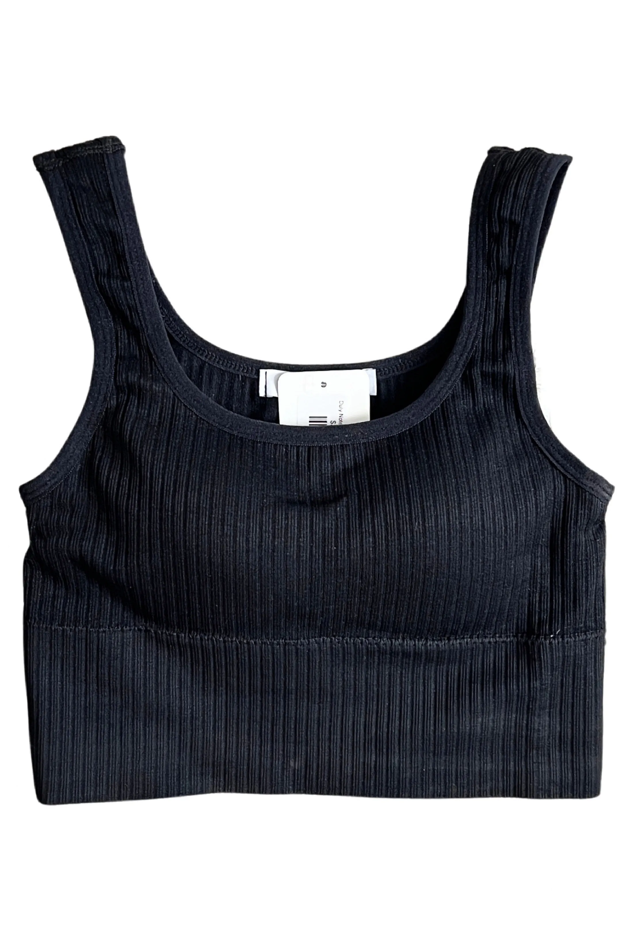 Duly Noted Ribbed Crop Top - Black