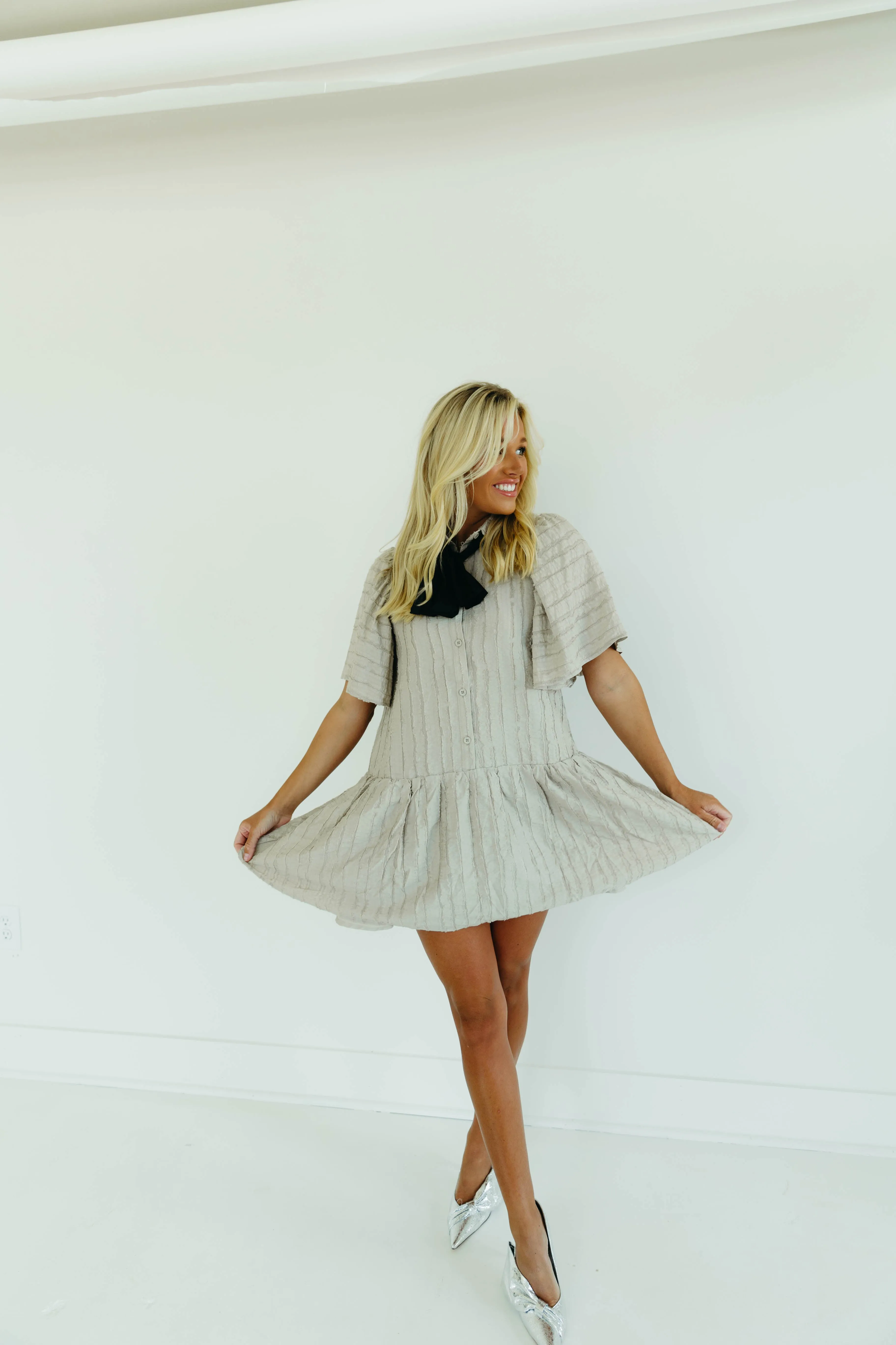 Ensley Mini Dress - Oatmeal/Black