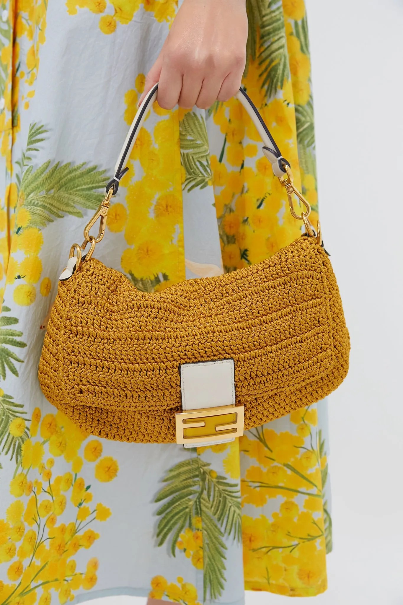 FENDI Woven Crochet Baguette NM Bag