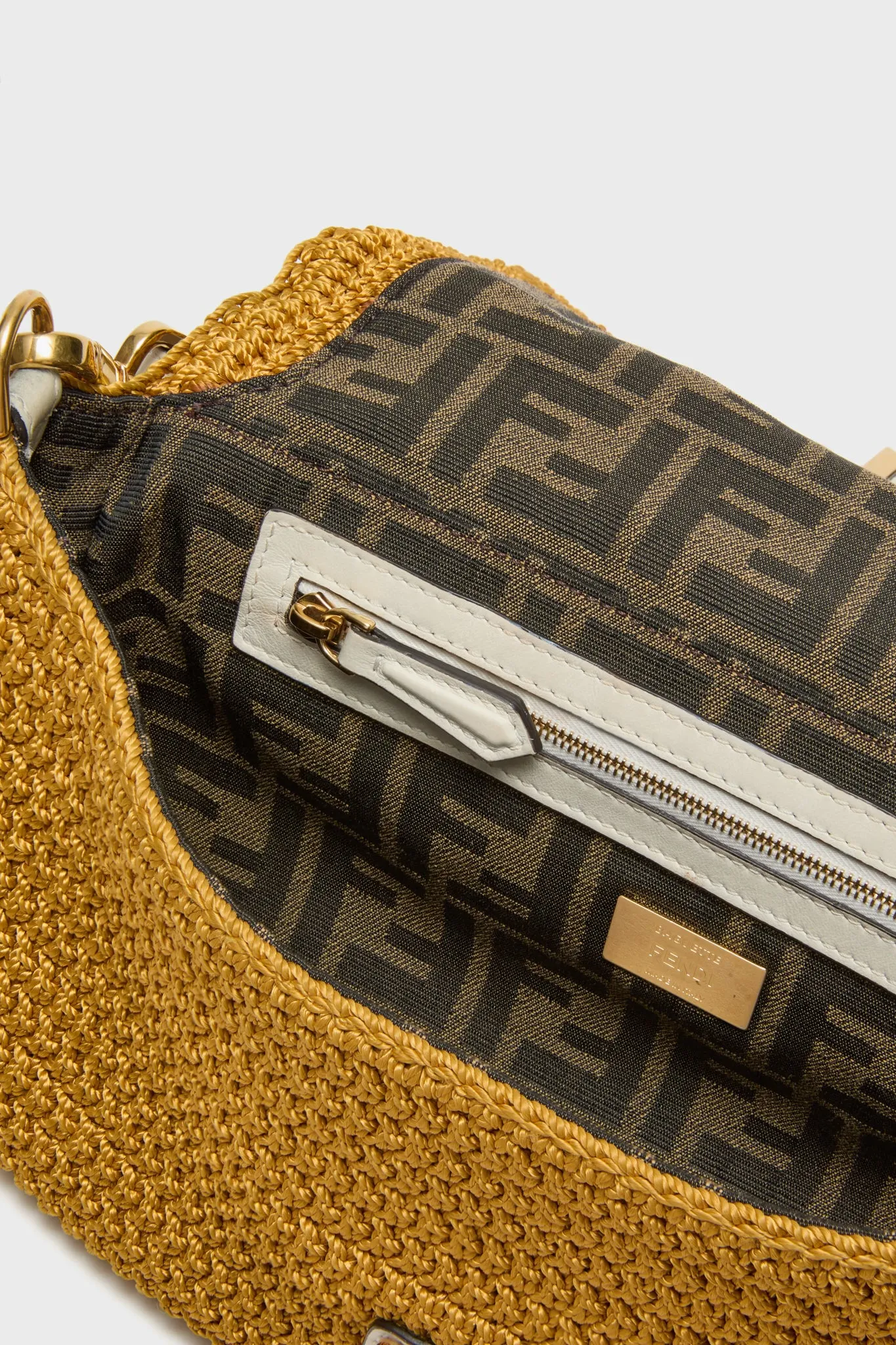 FENDI Woven Crochet Baguette NM Bag