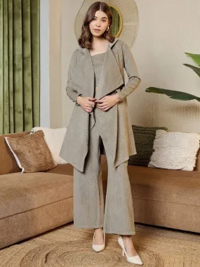 Grey corduroy Three Piece Coord Set