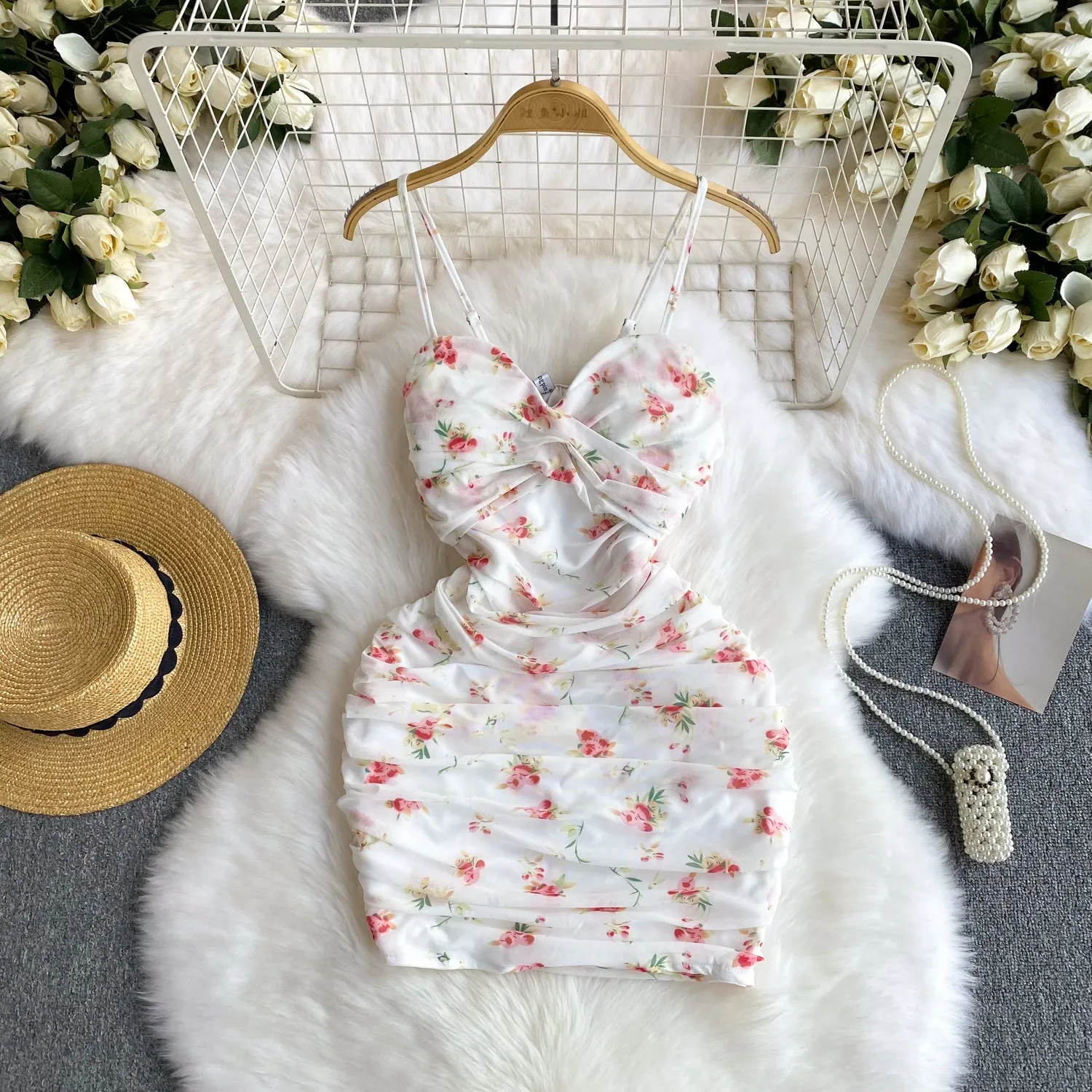 Hottie Pleated Floral Slip Dress