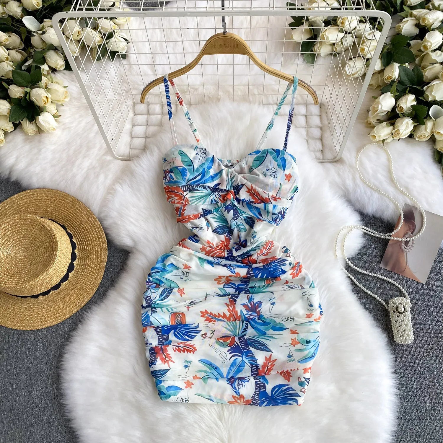 Hottie Pleated Floral Slip Dress