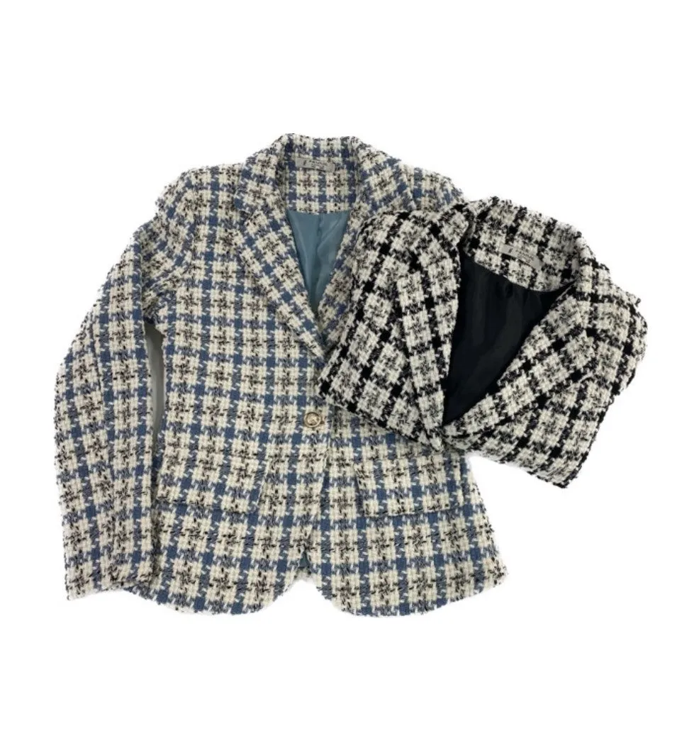 Houndstooth Patterned Blazer