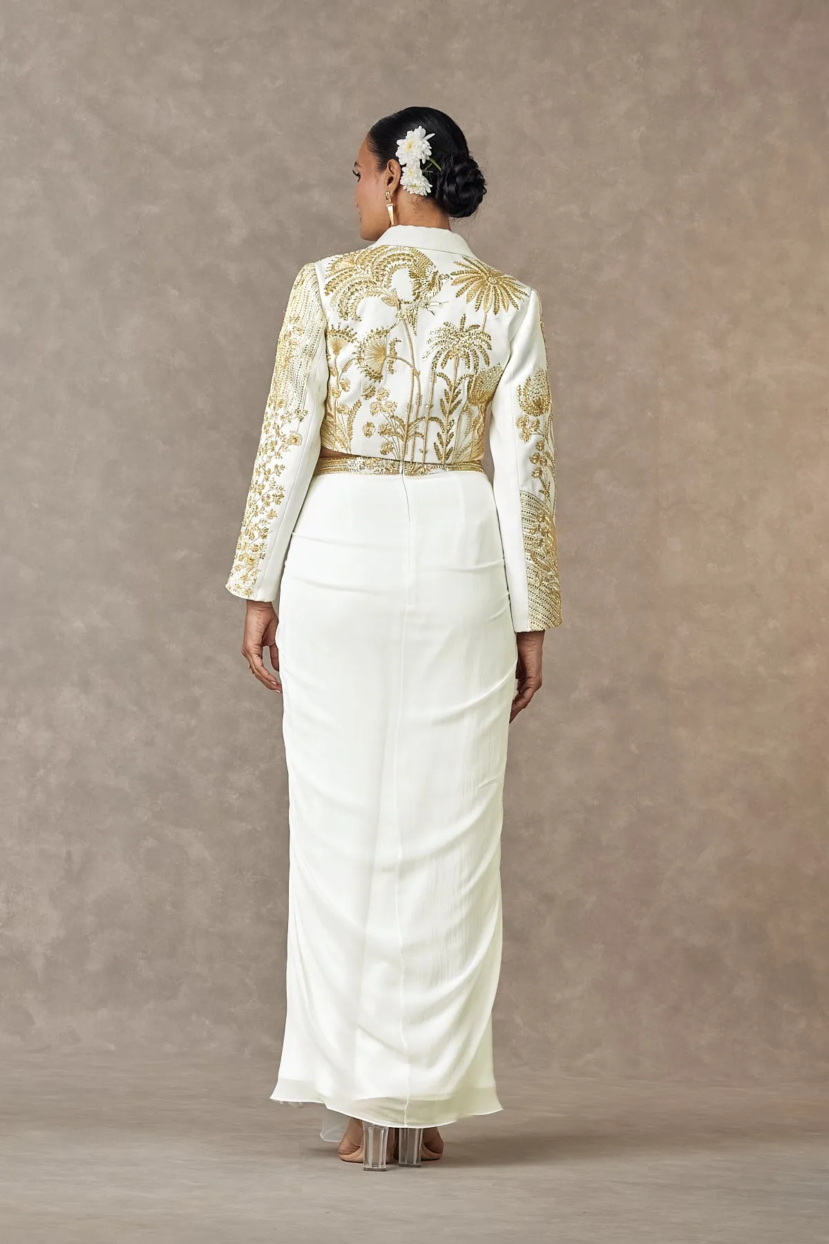 Ivory 'Son-Chidiya' Cropped Blazer Set